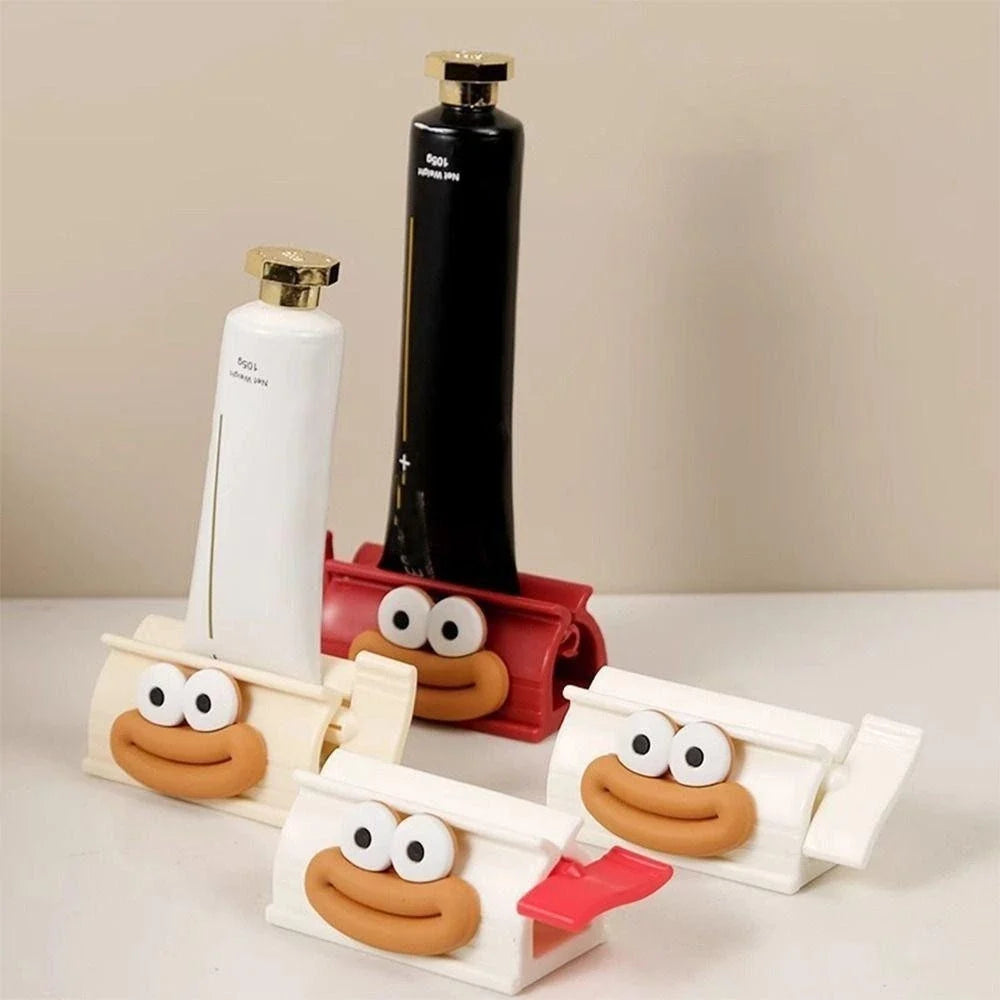 Manual Cartoon Toothpaste Squeezer with Tube Clip Holder, Fun Bathroom Accessory for Toothpaste, Facial Cleanser, and Tube Products