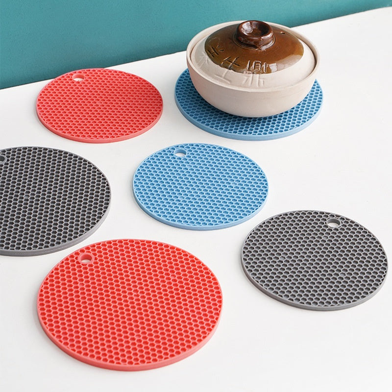 6 Pcs Round Silicone Trivet Mat Heat Resistant Non Slip Pot Holder Coaster for Hot Pots Cups Kitchen Table