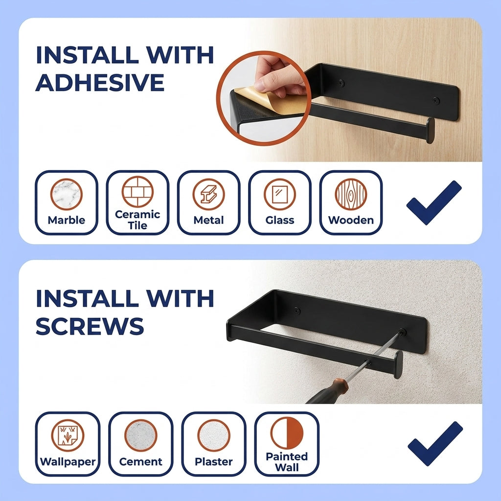 Stainless Steel Adhesive Paper Towel Holder for Kitchen