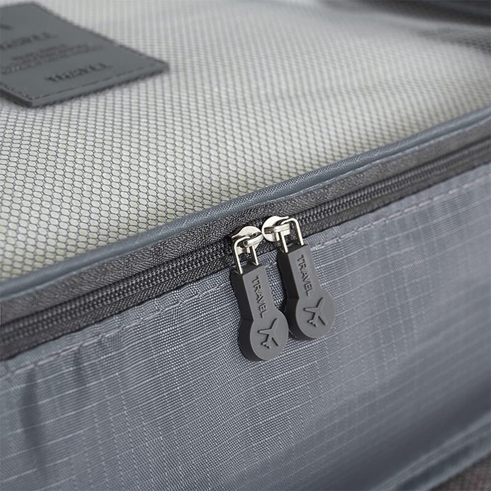 Six-Piece Travel Packing Cubes Set with Mesh Panels for Luggage and Suitcase Organization