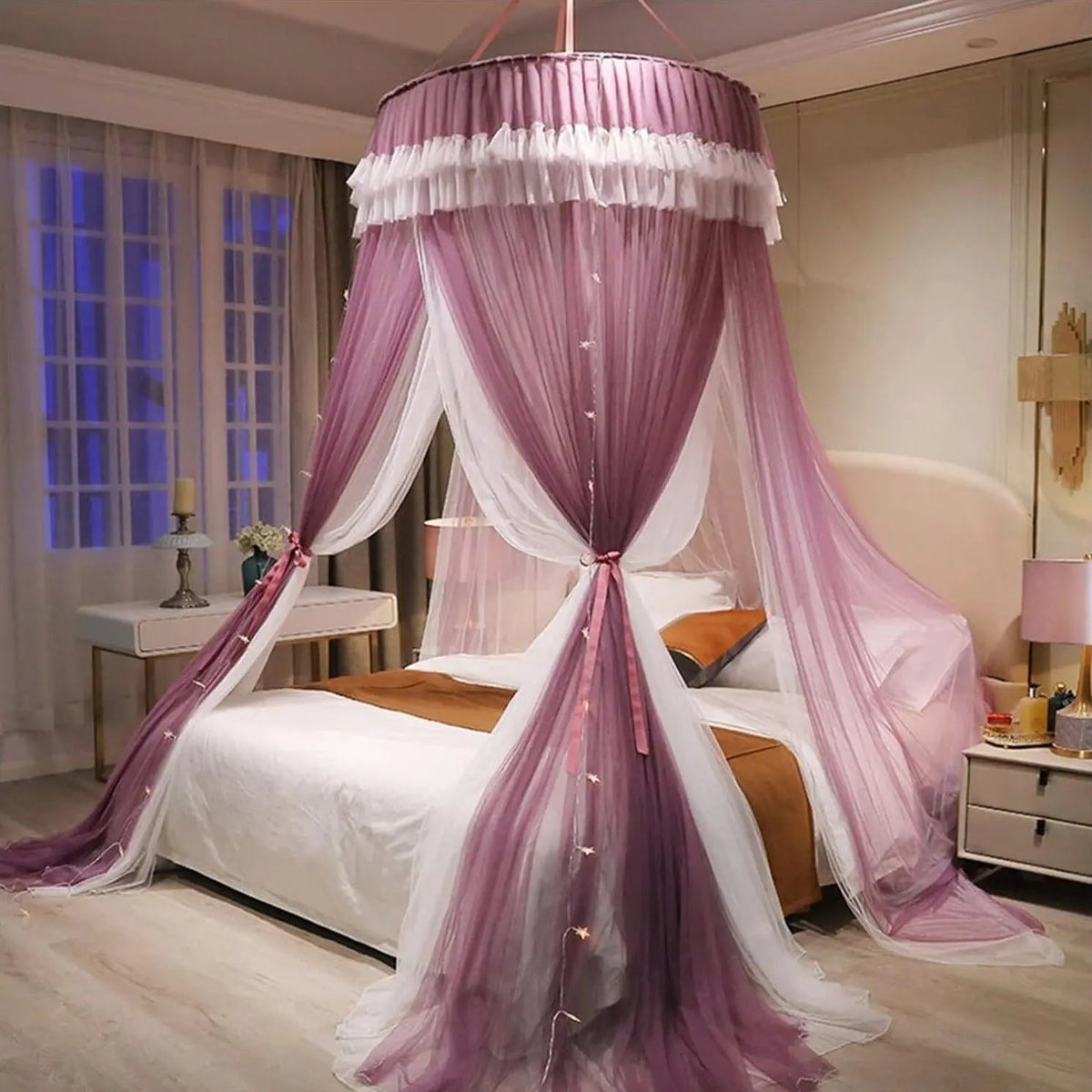 Kids Princess Bed Canopy Cotton Round Dome Mosquito Net Curtain for Bedroom Decor