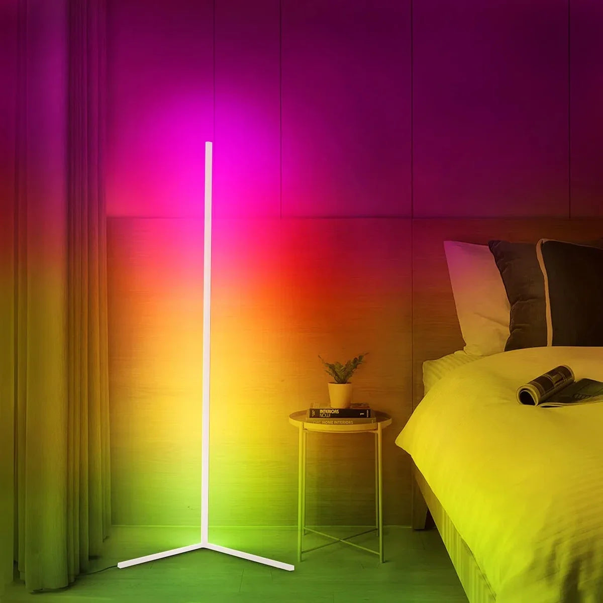 RGB LED Corner Floor Lamp with App Control Music Sync and Color Changing Light for Bedroom Living Room and Gaming Spaces (10W)