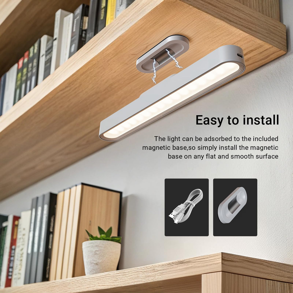Rechargeable Magnetic Mirror Light with Adjustable LED Design for Closet and Vanity Use