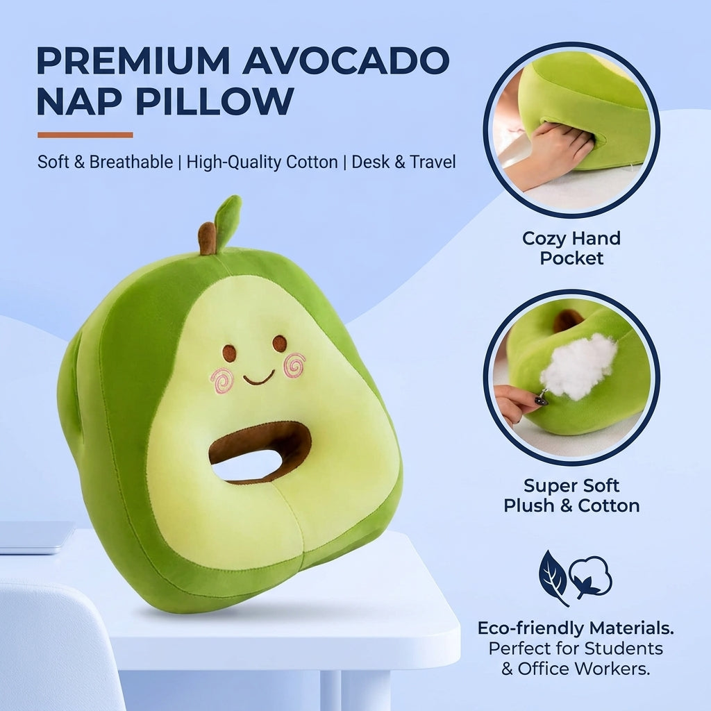 Multi-Functional Plush Cartoon Nap Pillow with Hand Warmer Design for Office, Students, and Travel