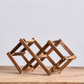 Foldable Wooden Wine Rack with Stackable Countertop Design for Standard Bottles and Home Bar Storage