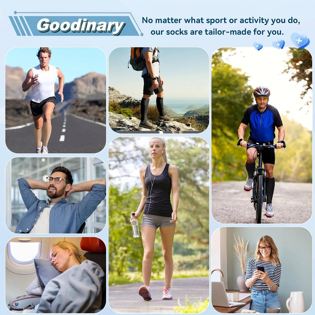 Zipper Compression Socks with Graduated Support Design for Running, Travel, Fitness, and Daily Leg Comfort