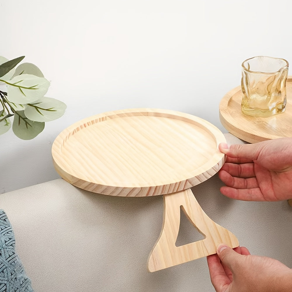 Foldable Sofa Armrest Tray with Clip On Design for Snacks Drinks and Living Room Use