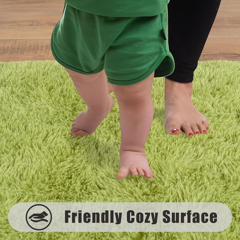Soft and Fluffy Long Pile Carpet, Machine Washable Area Rug for Living Room, Bedroom, Sofa, and Bedside Home Decor