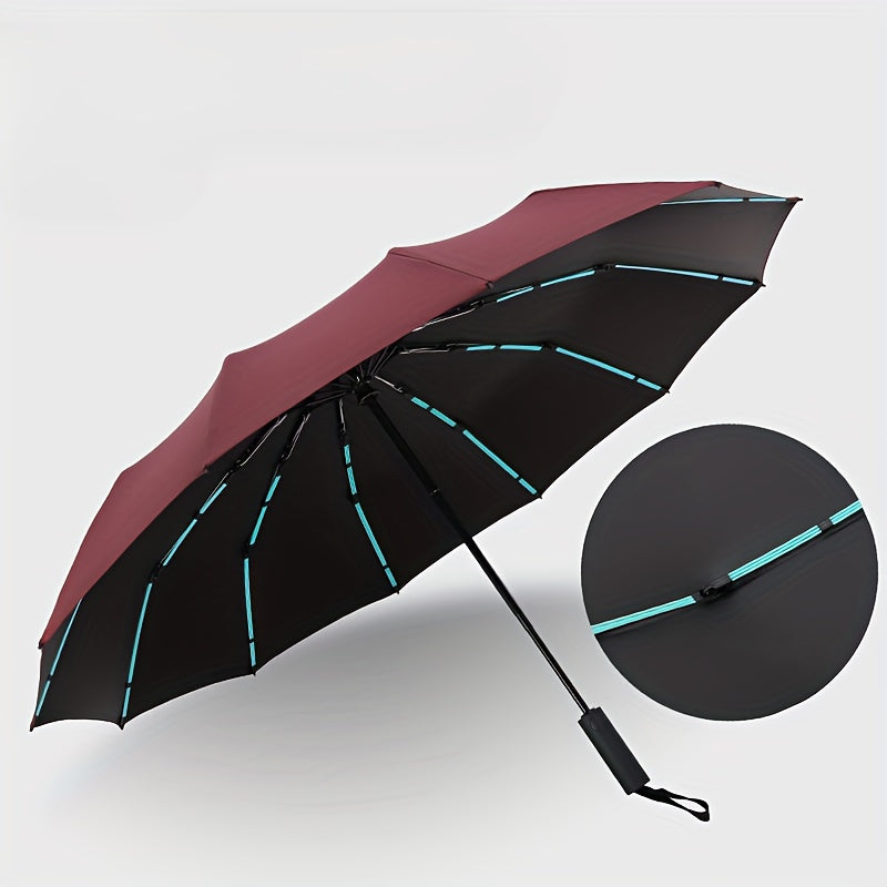Reflective Travel Umbrella with Automatic Folding Wind Resistant Design for Daily Commutes and Outdoor Use
