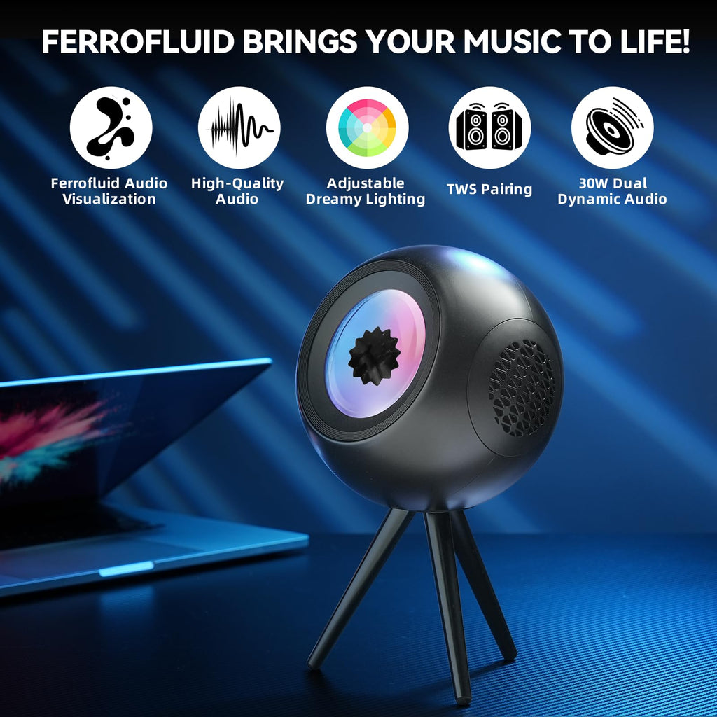 Magnetic Ferrofluid Speaker with Bluetooth Audio and Colorful Light Effect for Desk and Room Decor