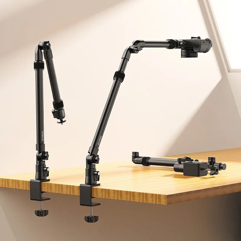 Desktop Shooting Magic Arm with Crab Clamp Adjustable Mount for Smartphone Webcam and Action Camera Use