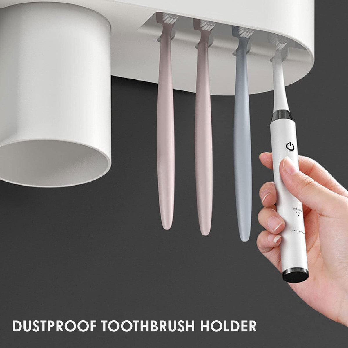 Magnetic Toothbrush Holder with Automatic Toothpaste Dispenser for Wall Mounted Bathroom Organization