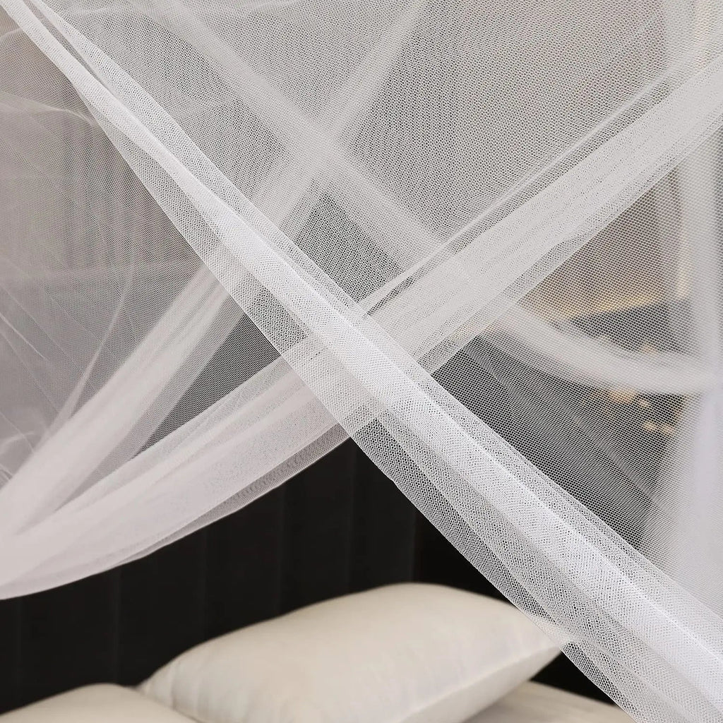 Large Four Door Square Mosquito Net Canopy Breathable Polyester Mesh Tent for Bedroom and Camping