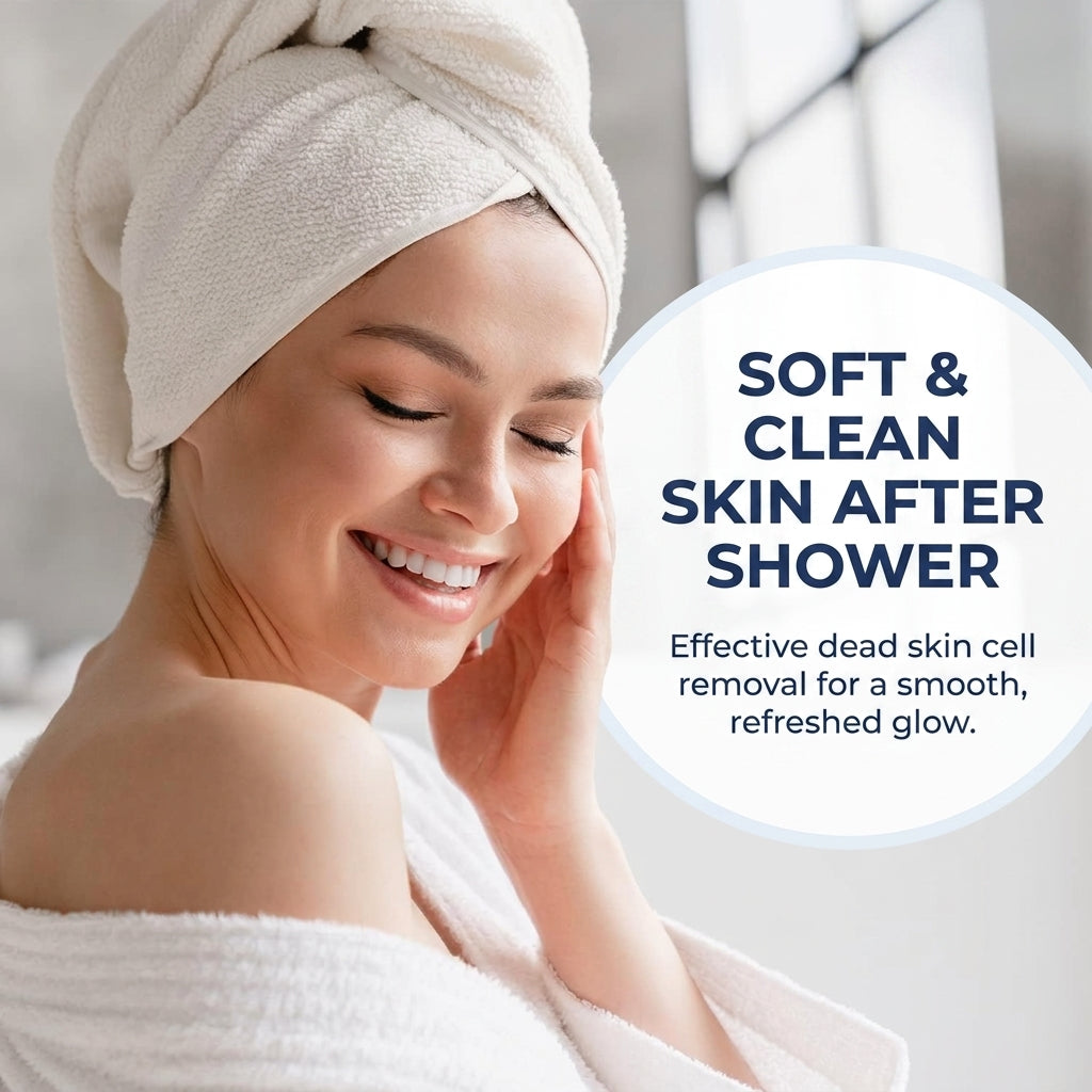 A Pair of Five Finger Exfoliating Bath Gloves with Textured Nylon Scrubber for Gentle Body Cleansing and Everyday Shower Use