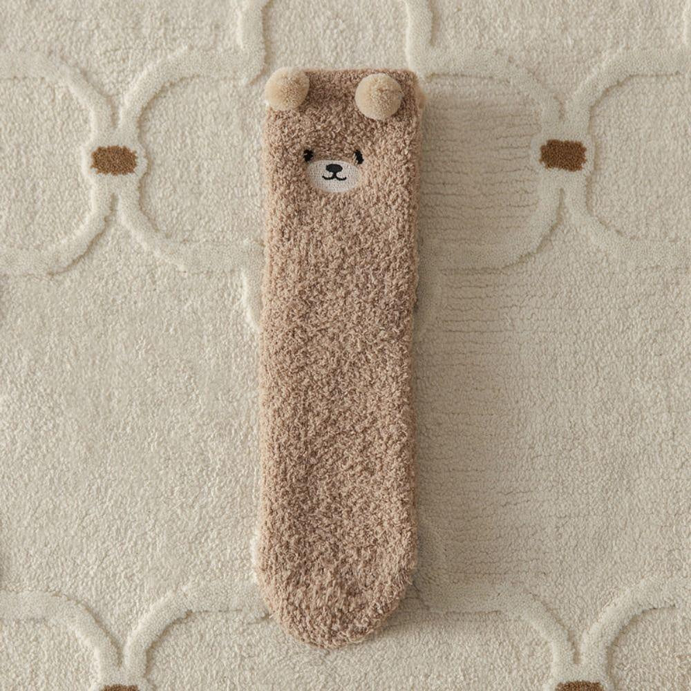 Teddy Bear Fuzzy Socks 2 Pair Set with Plush Knit Fabric and Stretch Fit for Everyday Comfort