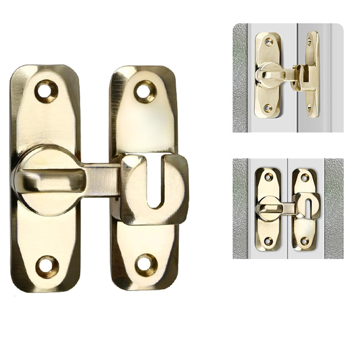 90/180 Degree Flip Barn Door Lock Zinc Alloy Sliding Latch with Spacer for Doors Gates Cabinets and Windows