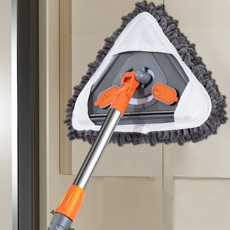 Triangle Telescopic Cleaning Mop with Rotating Head and Reusable Pads for Windows Walls and Household Surfaces