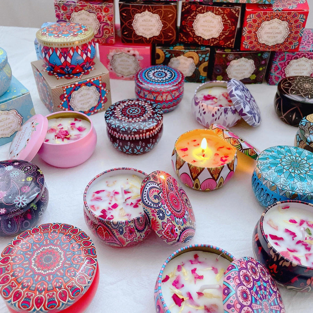 4Pcs Desert Bloom Candle Set with Decorative Patterned Jars and Fragrance Collection for Home Decor and Gifting