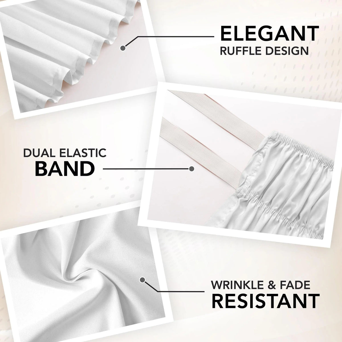 Queen Bed Skirt Elastic Wrap Around Dust Ruffle Wrinkle and Fade Resistant for Adjustable Beds