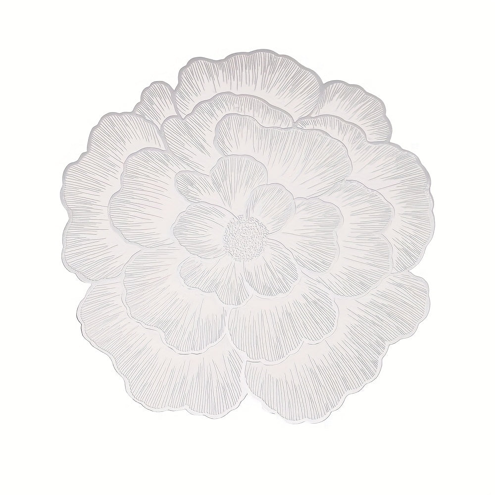 Nordic Style Peony Placemat Gold PVC Round Table Mat Anti Slip Waterproof Dining Table Decor