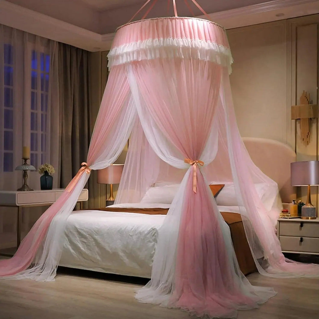 Kids Princess Bed Canopy Cotton Round Dome Mosquito Net Curtain for Bedroom Decor