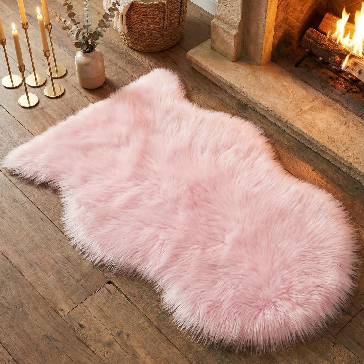 Washable Fluffy Shaggy Long Hair Carpet, Non-Slip Soft Faux Fur Area Rug for Bedroom, Living Room, and Floor Protection