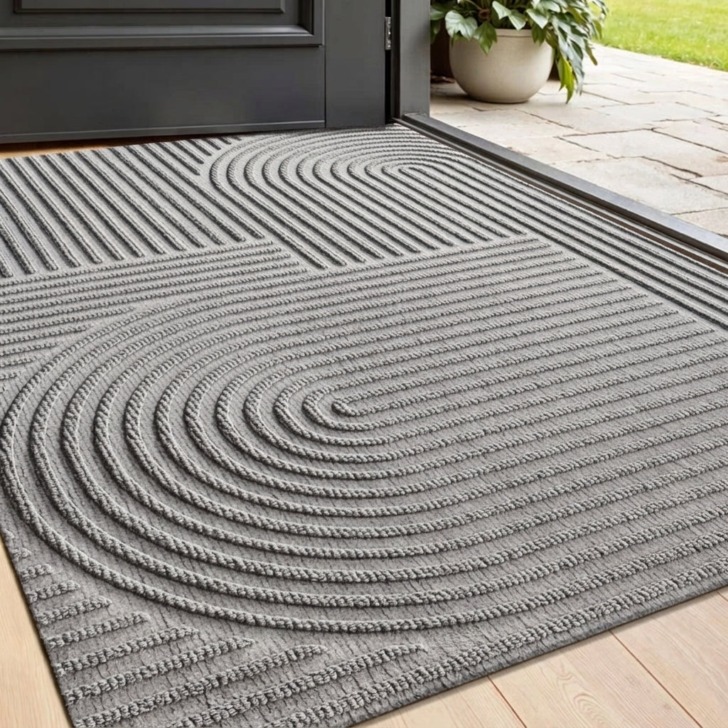 Waterproof Anti-Slip Floor Mat for Indoor and Outdoor Entrances, Dustproof Polyester Carpet with Durable PVC Bottom, Available in Grey and Black