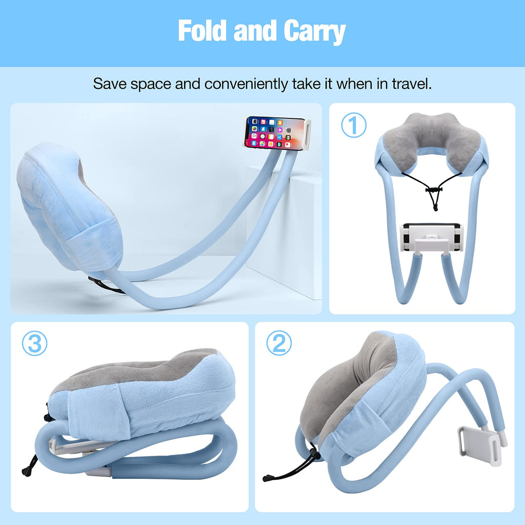 Neck Phone Holder with Flexible Gooseneck and 360° Rotation for Hands Free Viewing on Phones and Tablets