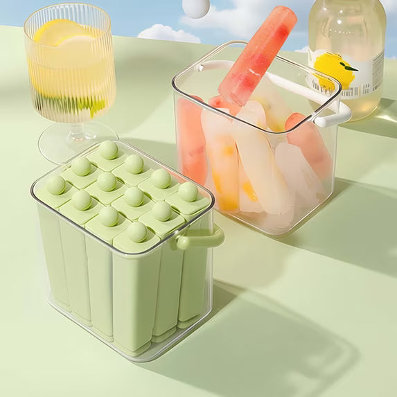 Silicone Popsicle Mold with Lid and Long Bar Ice Tray Design for Homemade Frozen Treats