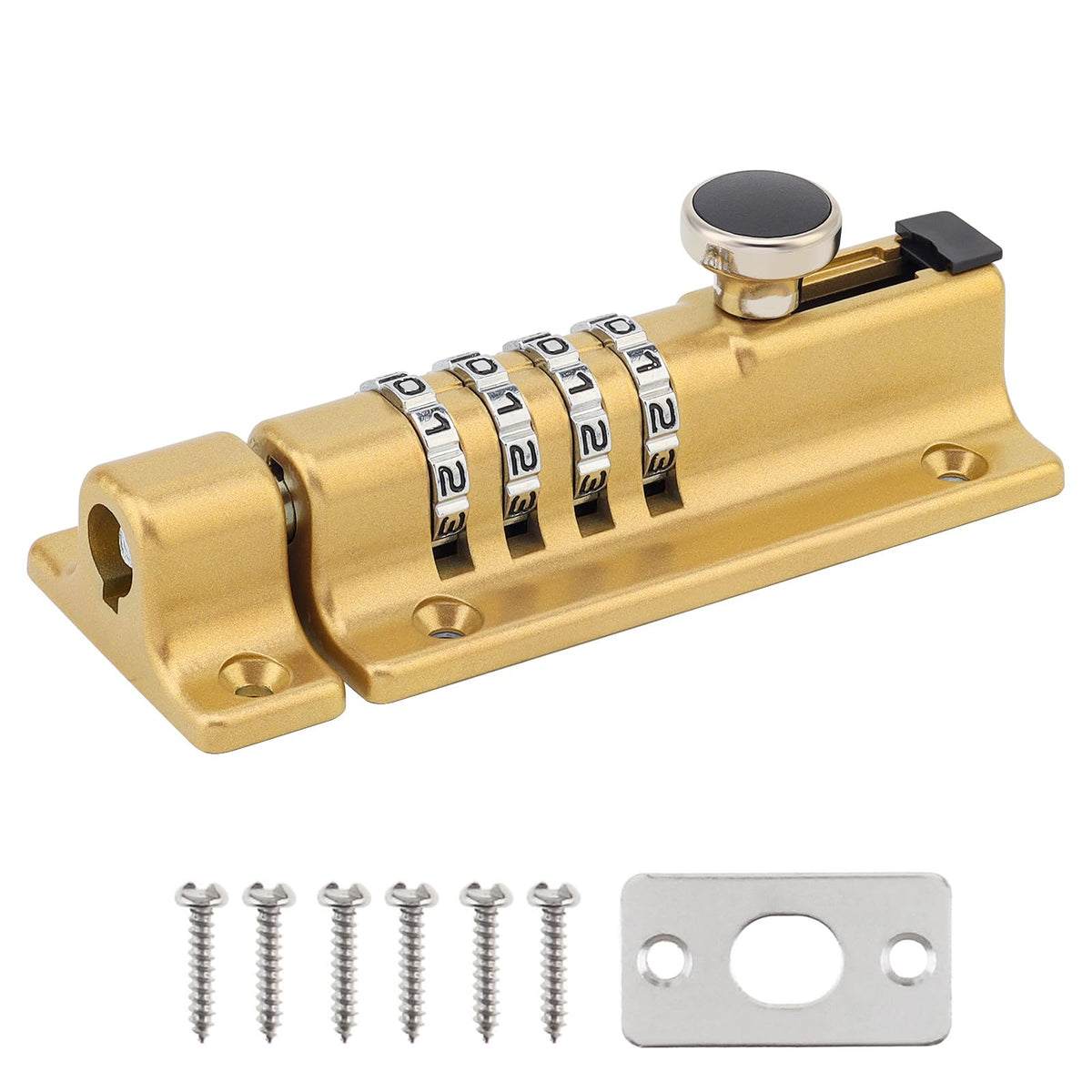 Combination Gate Latch with Sliding Bolt Mechanical Code Design for Doors Gates and Storage Areas