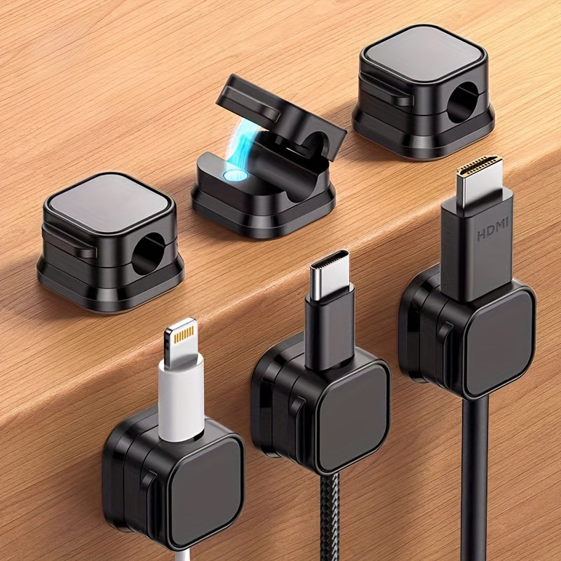 Magnetic Cable Clips with Adhesive Base for Desk and Under Desk Cable Organization