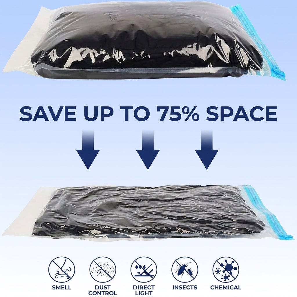Roll Up Compression Bags with No-Pump Design for Clothes, Blankets, and Travel Storage