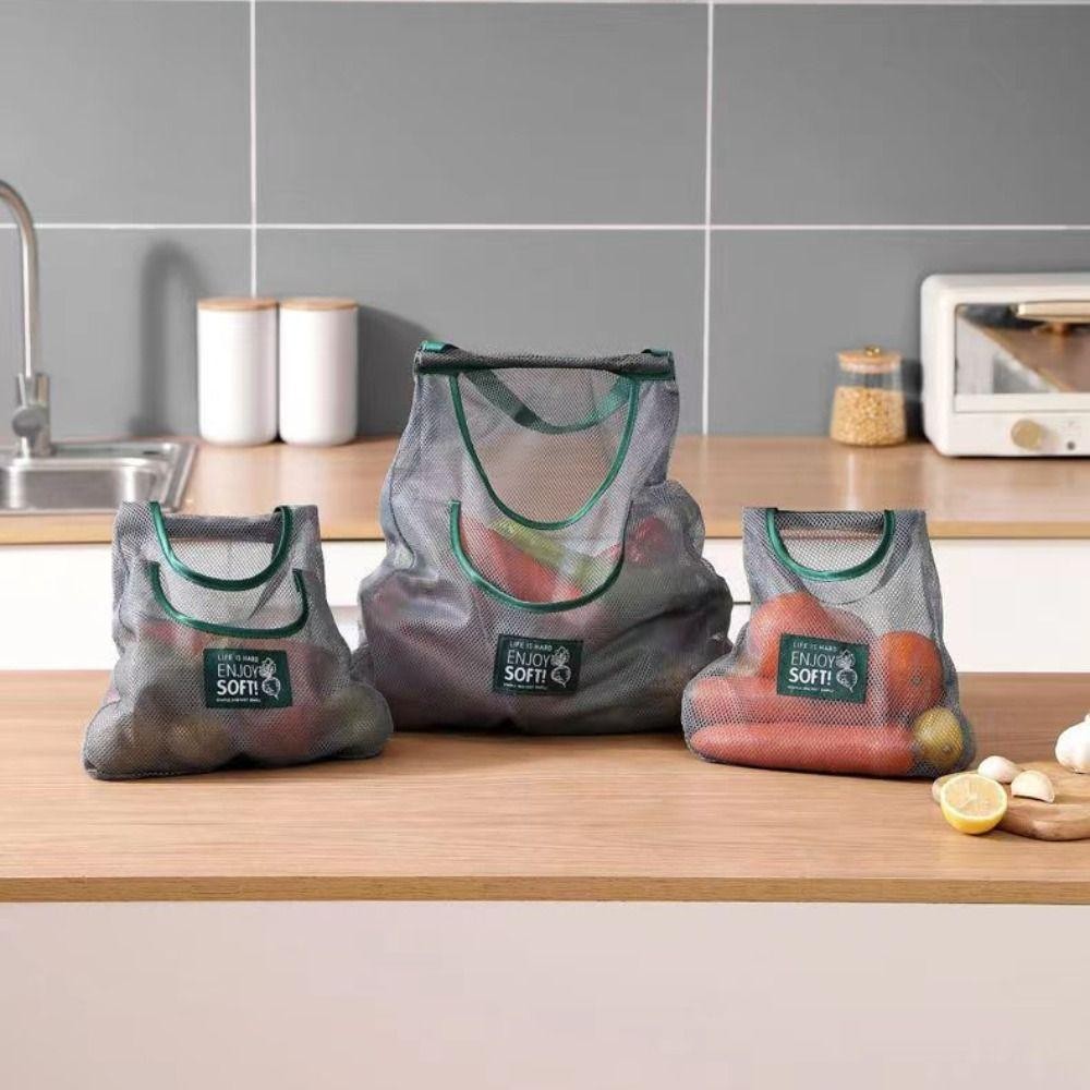 Reusable Kitchen Hanging Mesh Bag for Fruits, Vegetables, Ginger, Garlic, Potatoes, and Onions with Durable Non-Woven Fabric