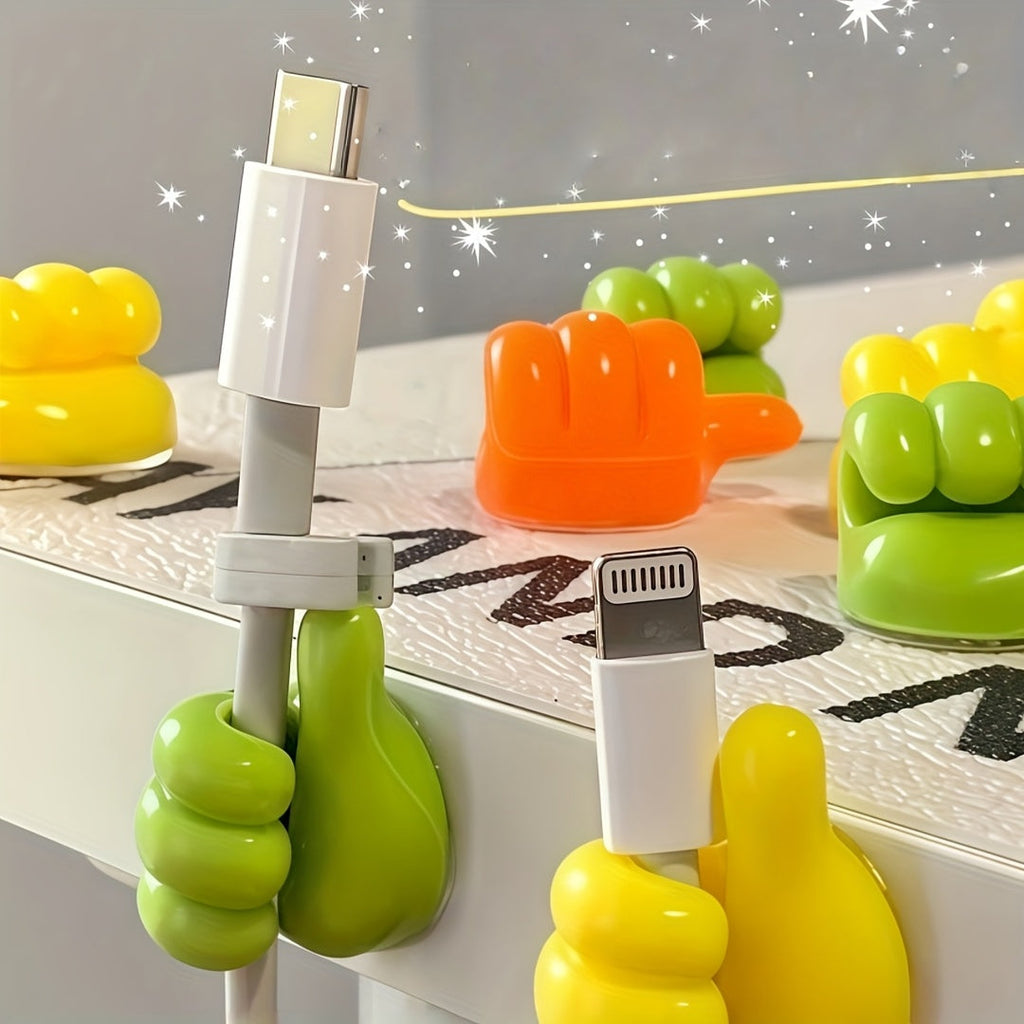 10Pcs Cable Organizer Clips with No Drill Adhesive Plastic Hooks for Charging Cables and Cord Storage