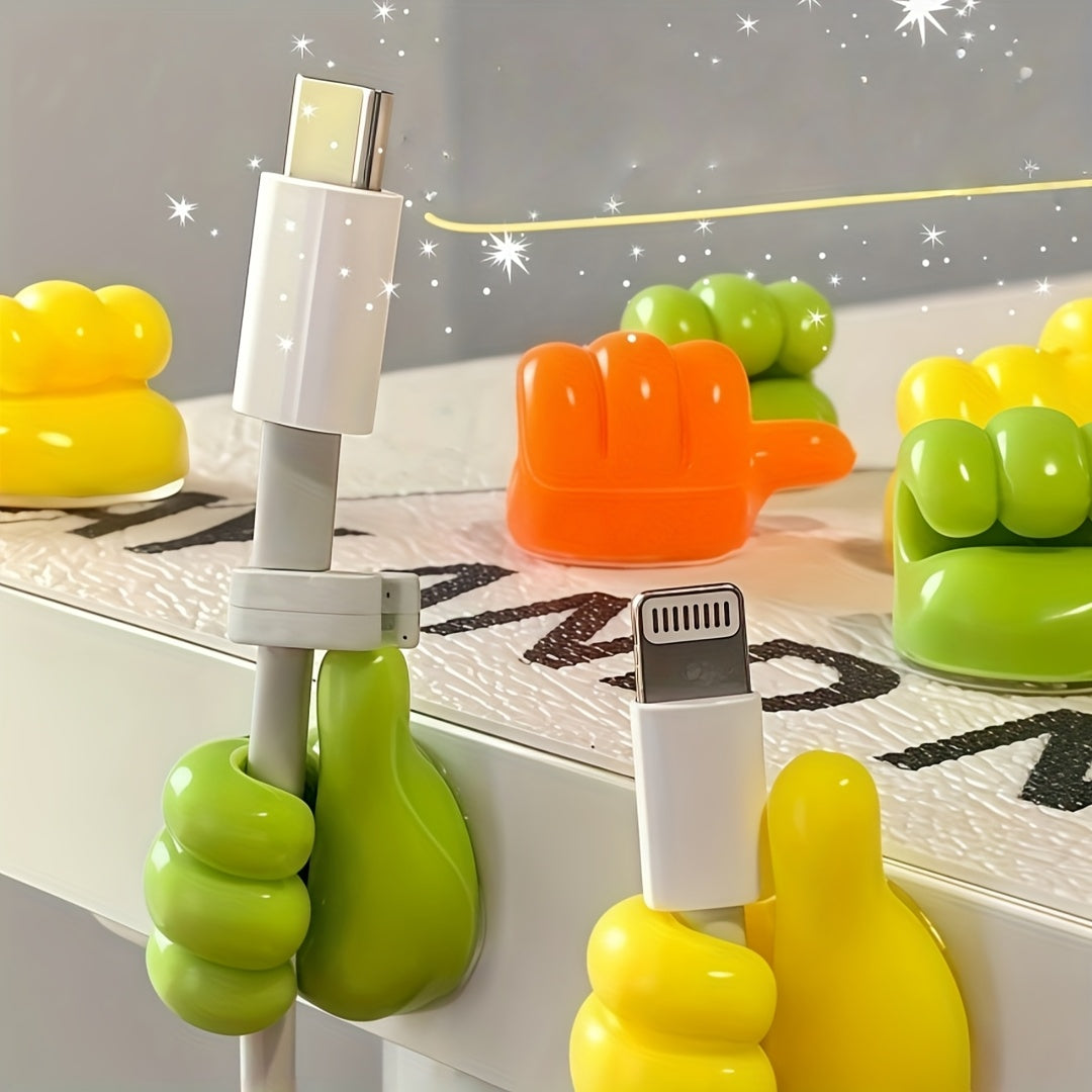 10Pcs Cable Organizer Clips with No Drill Adhesive Plastic Hooks for Charging Cables and Cord Storage