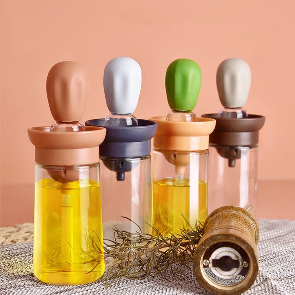 Oil Dispenser Bottle with Silicone Brush and Spray Function for Cooking and Baking Use