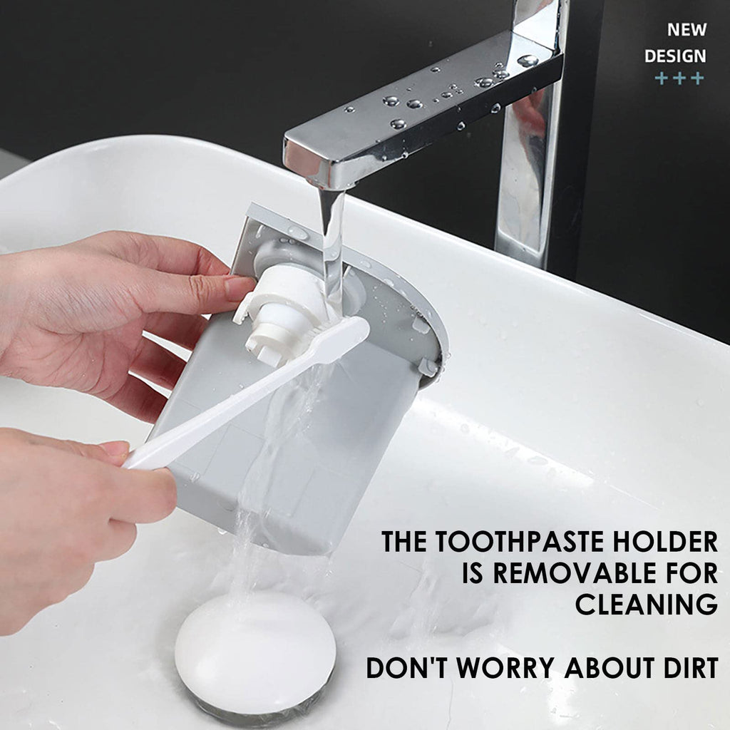 Magnetic Toothbrush Holder with Automatic Toothpaste Dispenser for Wall Mounted Bathroom Organization
