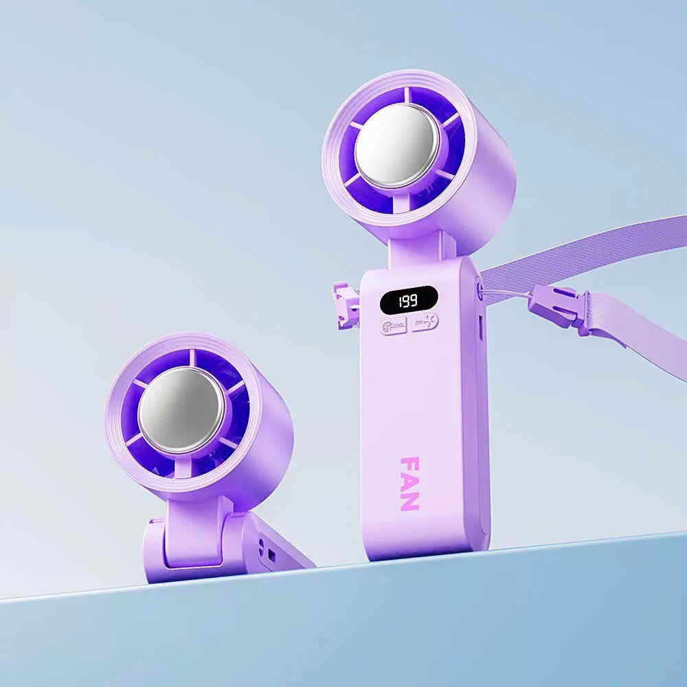 Handheld Portable Turbo Fan with Ice Cooling Function and Adjustable Speed for Travel and Daily Use 2×3×7" (5.4×6.4×18.3cm)