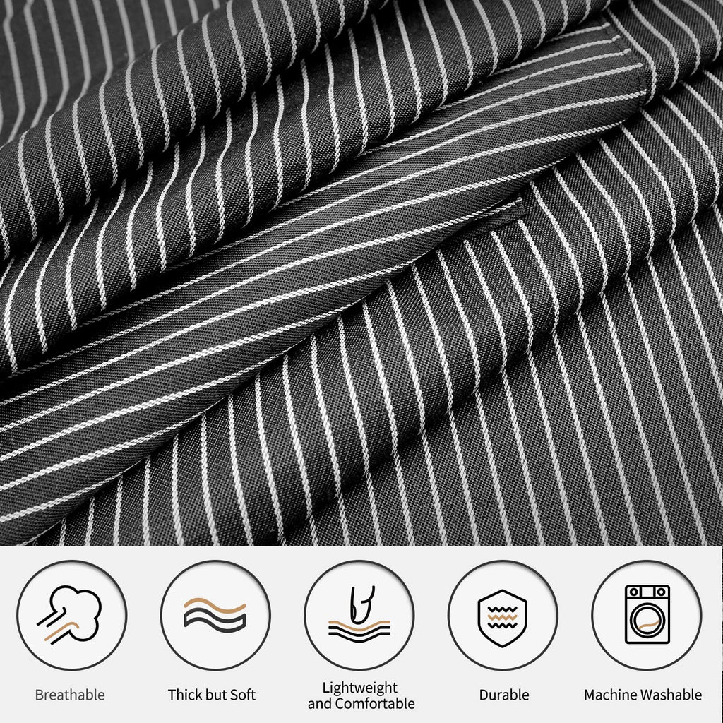 2 Pcs Striped Kitchen Cooking Apron Adjustable Neck Bib Apron with Two Pockets for Chef Baking Restaurant Work