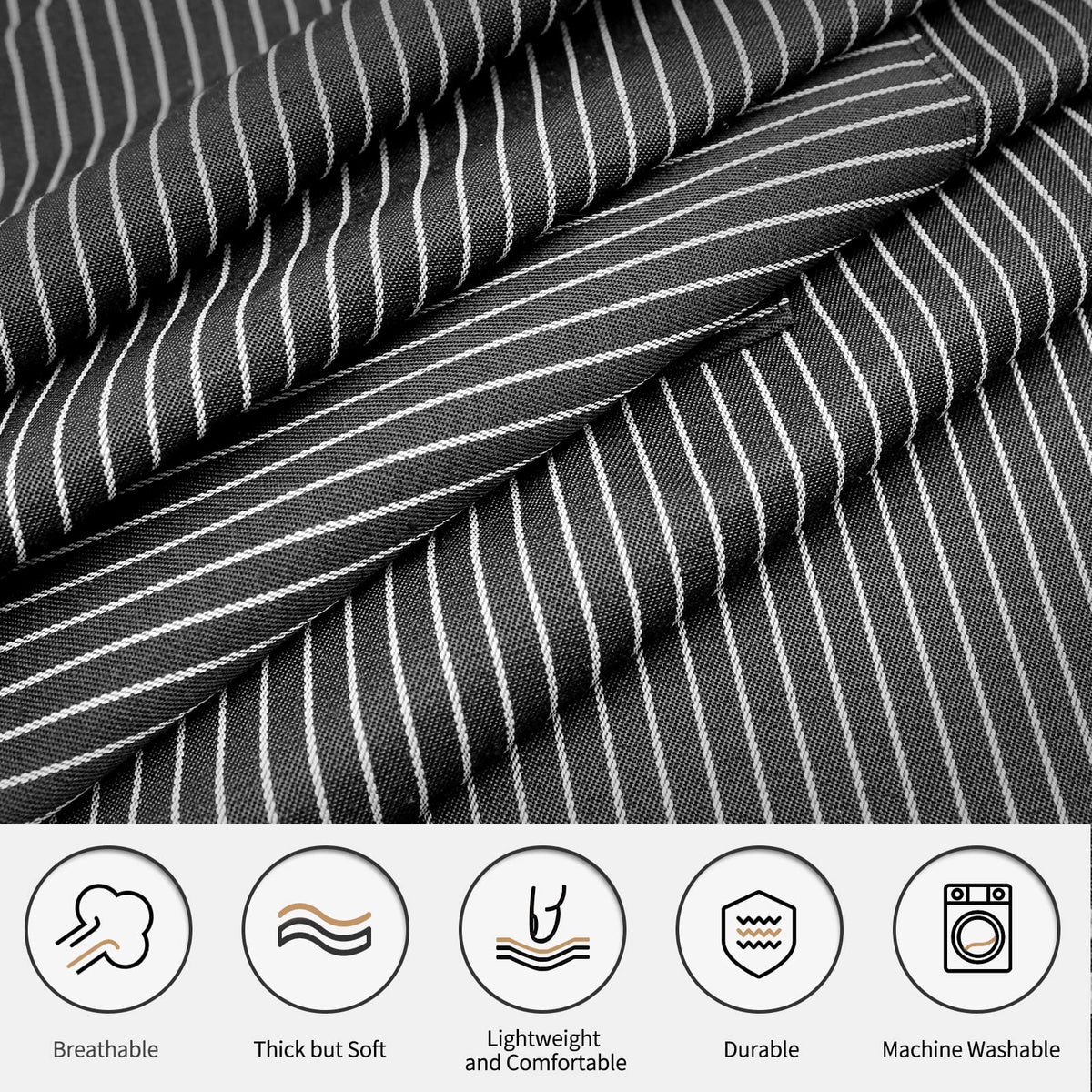 2 Pcs Striped Kitchen Cooking Apron Adjustable Neck Bib Apron with Two Pockets for Chef Baking Restaurant Work