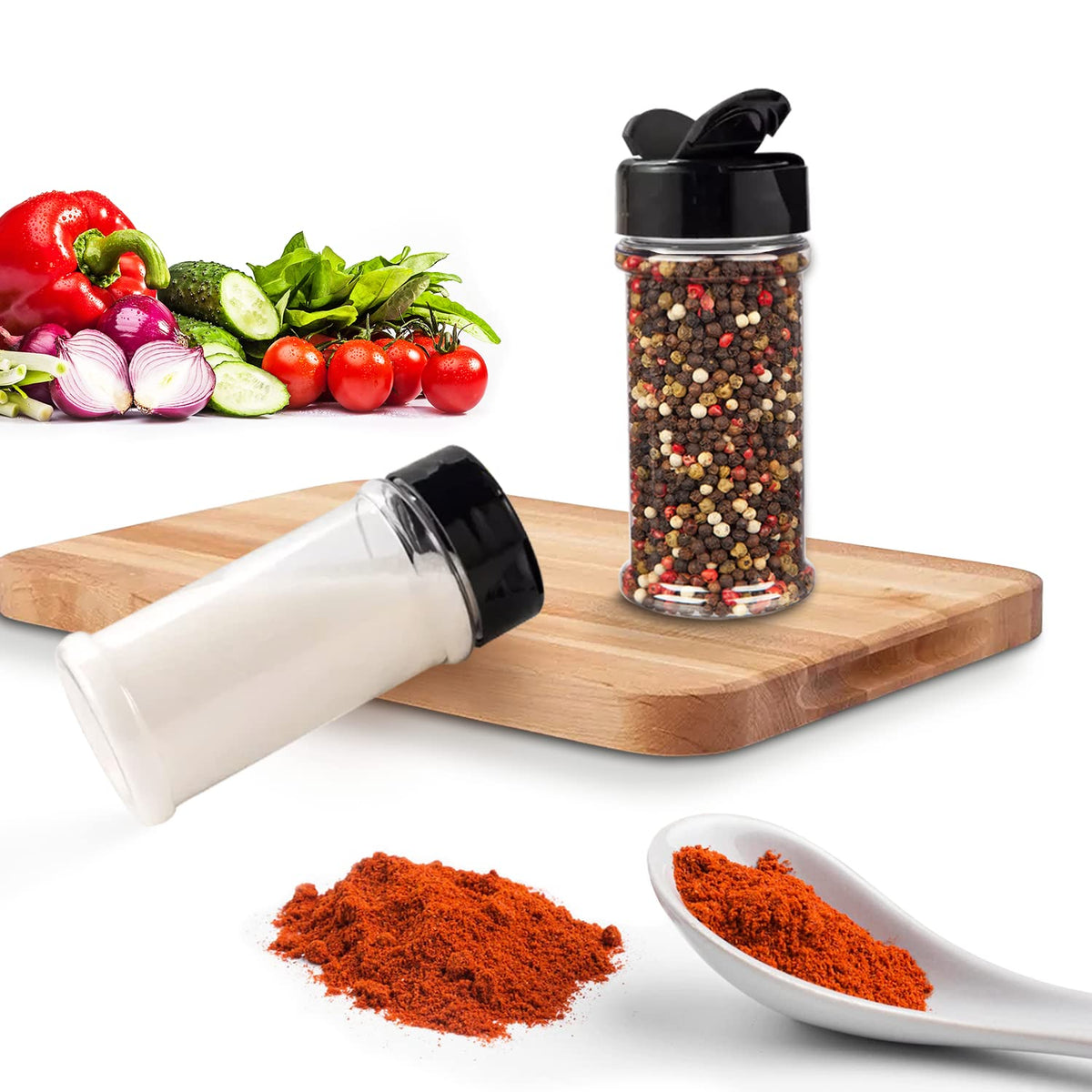 4Pcs Plastic Spice Jar Set with Shaker Lids for Seasoning Storage Kitchen