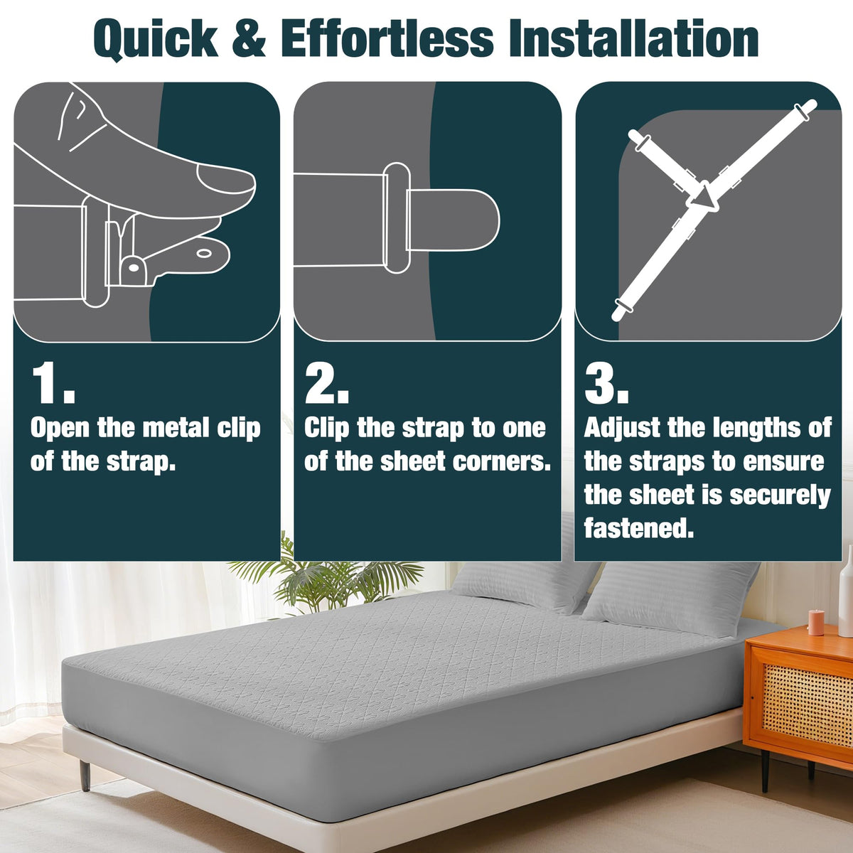 Adjustable Bed Sheet Fastener Straps with High Elastic Crisscross Design for Secure Bedding