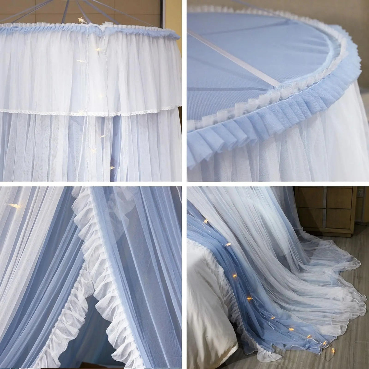 Kids Princess Bed Canopy Cotton Round Dome Mosquito Net Curtain for Bedroom Decor
