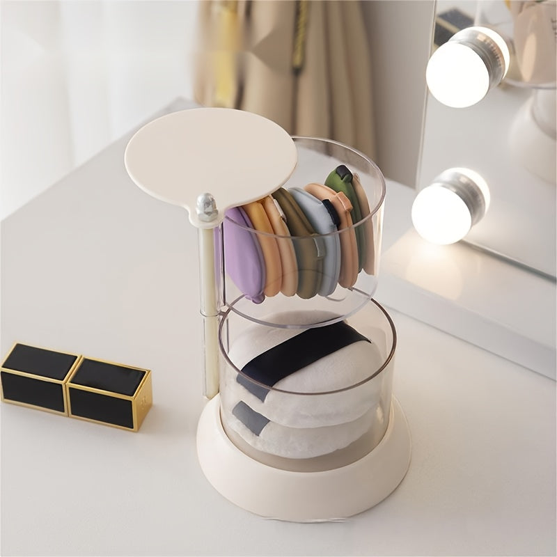 Rotatable Stackable Makeup Sponge Organizer with Dustproof Clear Storage Design for Vanity and Cosmetics