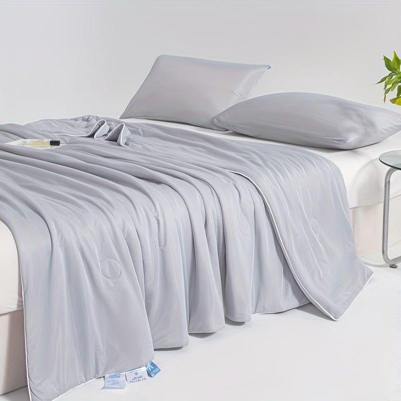Dual Sided Cooling Comforter with Lightweight Silky Fabric for Summer Sleep and Travel Use