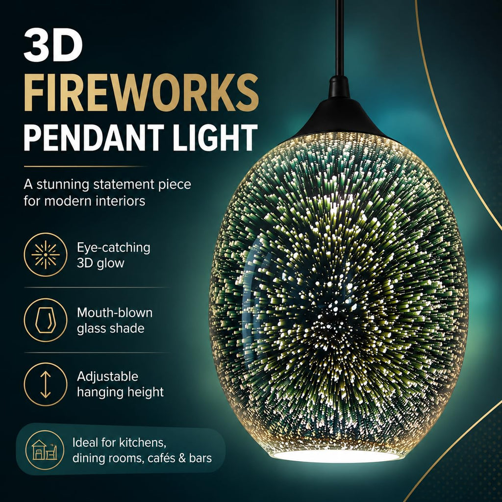 Starburst Pendant Light with 3D Glass Shade Design for Dining Rooms Bars and Decorative Indoor Lighting