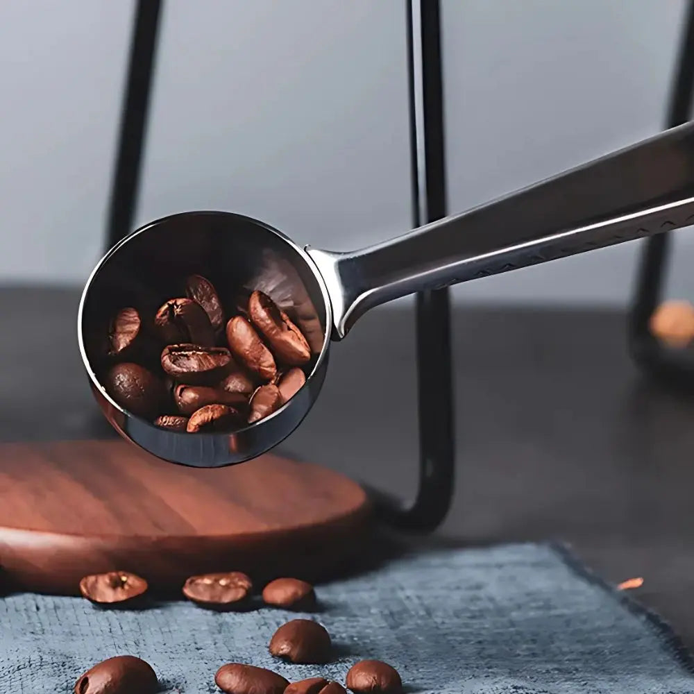Stainless Steel Coffee Scoop with Clip Multi Function Measuring Spoon and Bag Sealing Tool