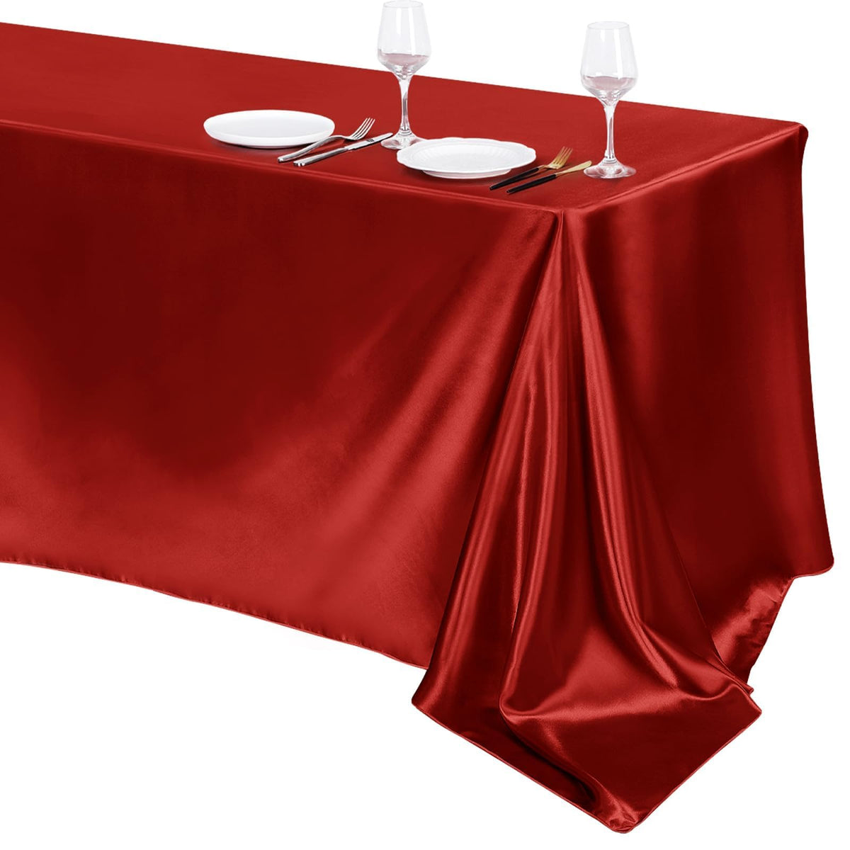 Rectangle Satin Tablecloth Smooth Solid Color Table Cover for Wedding Party Dining Table Decor 57×57" (145×145cm)