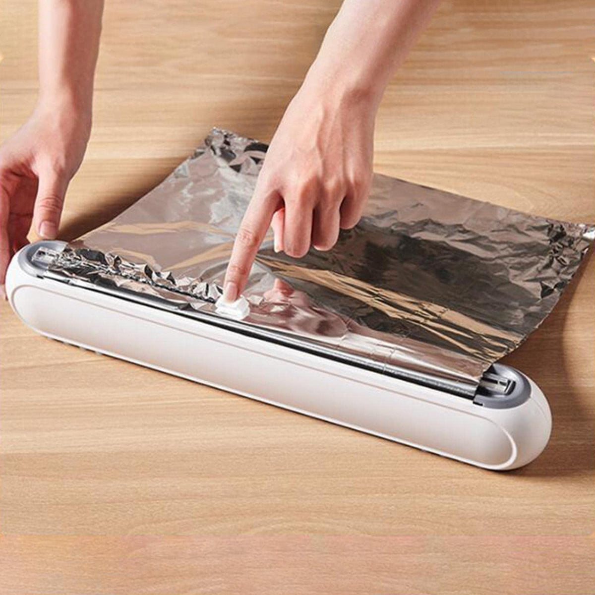 Magnetic Wrap Dispenser with Built In Cutter for Plastic Wrap and Foil Kitchen Organization