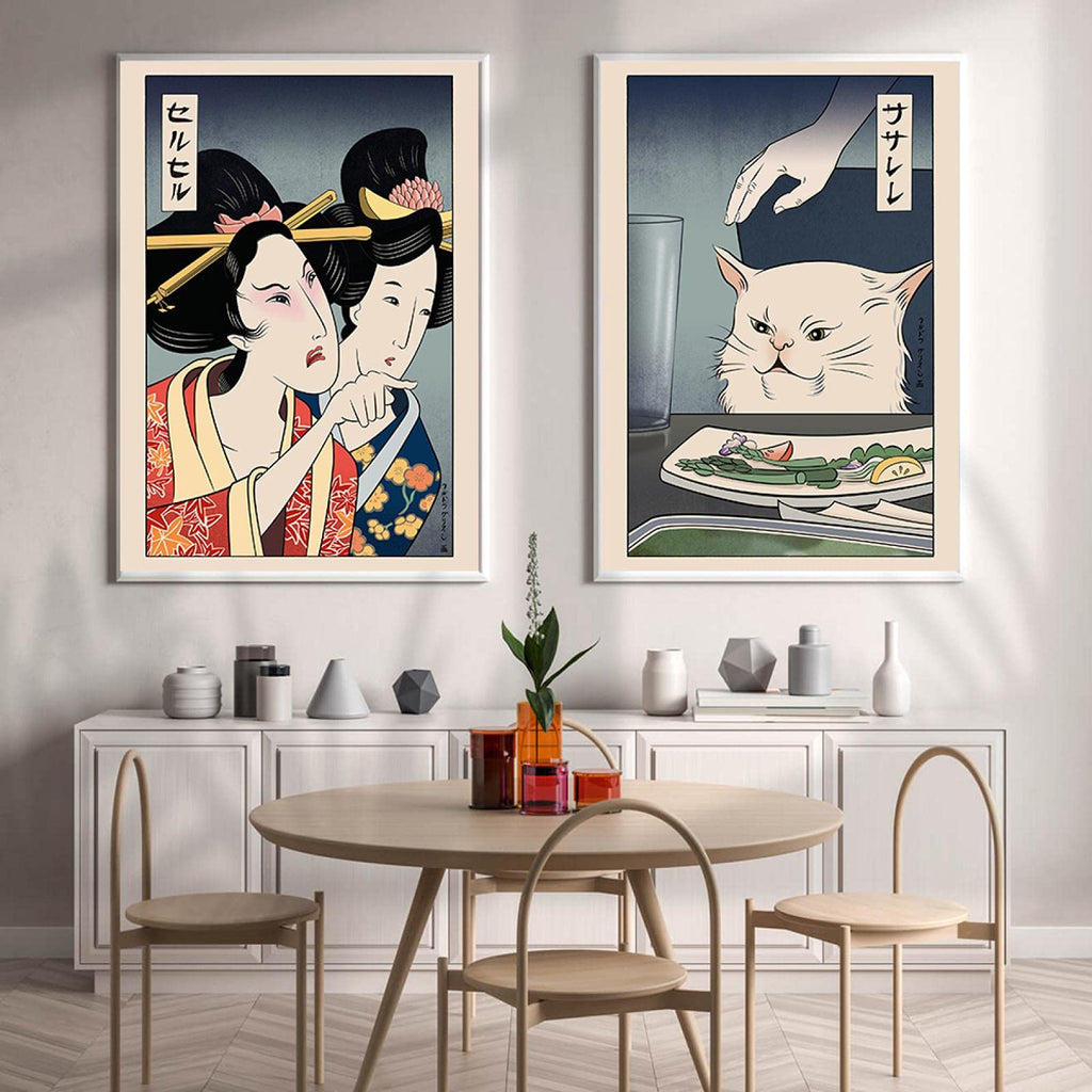 Frameless Anime Canvas Wall Art with Humorous Vintage Print Design for Living Room and Kitchen Decor (Painting Only)